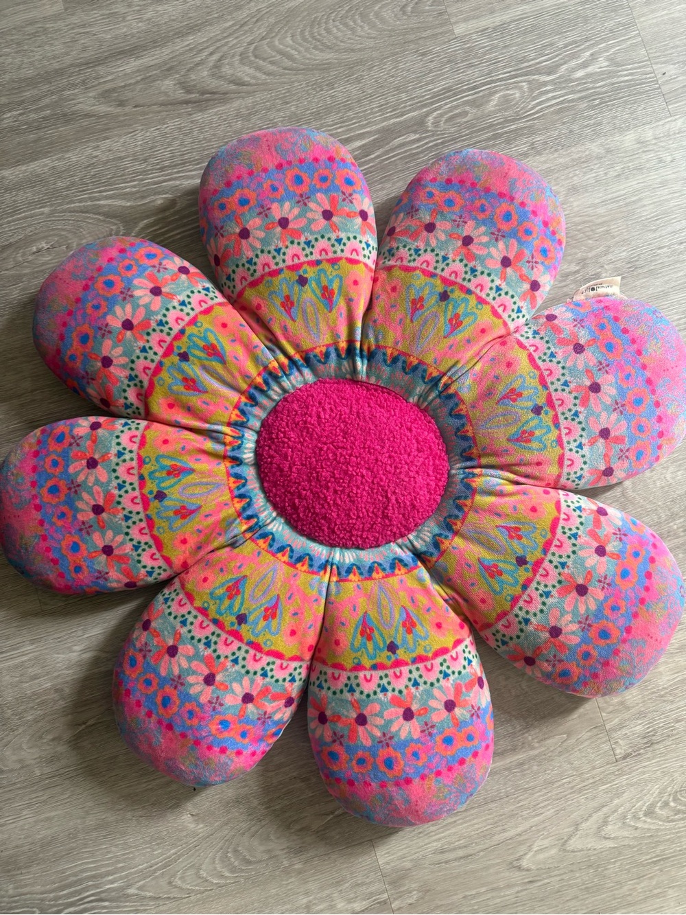 NATURAL LIFE Multicolor Flower Floor Pillow - Pink Center